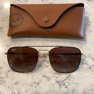 Brown and Gold Ray Ban Aviator Sunglasses